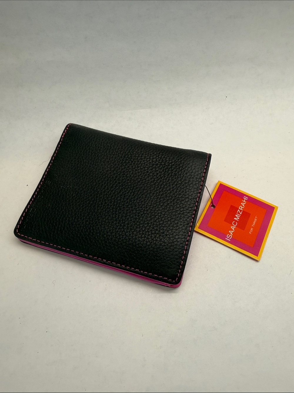 Isaac Mizrahi Black Wallet with Pink Trim